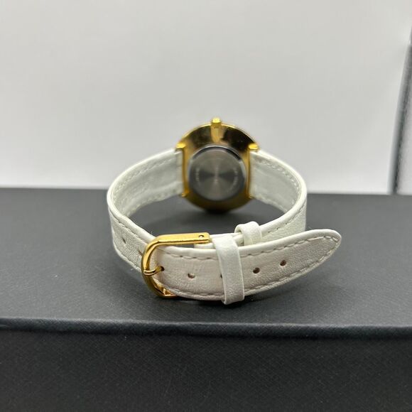 L. A. EXPRESS MOTHER OF PEARL LADIES LOGO WATCH  White Leather Strap - Picture 7 of 8